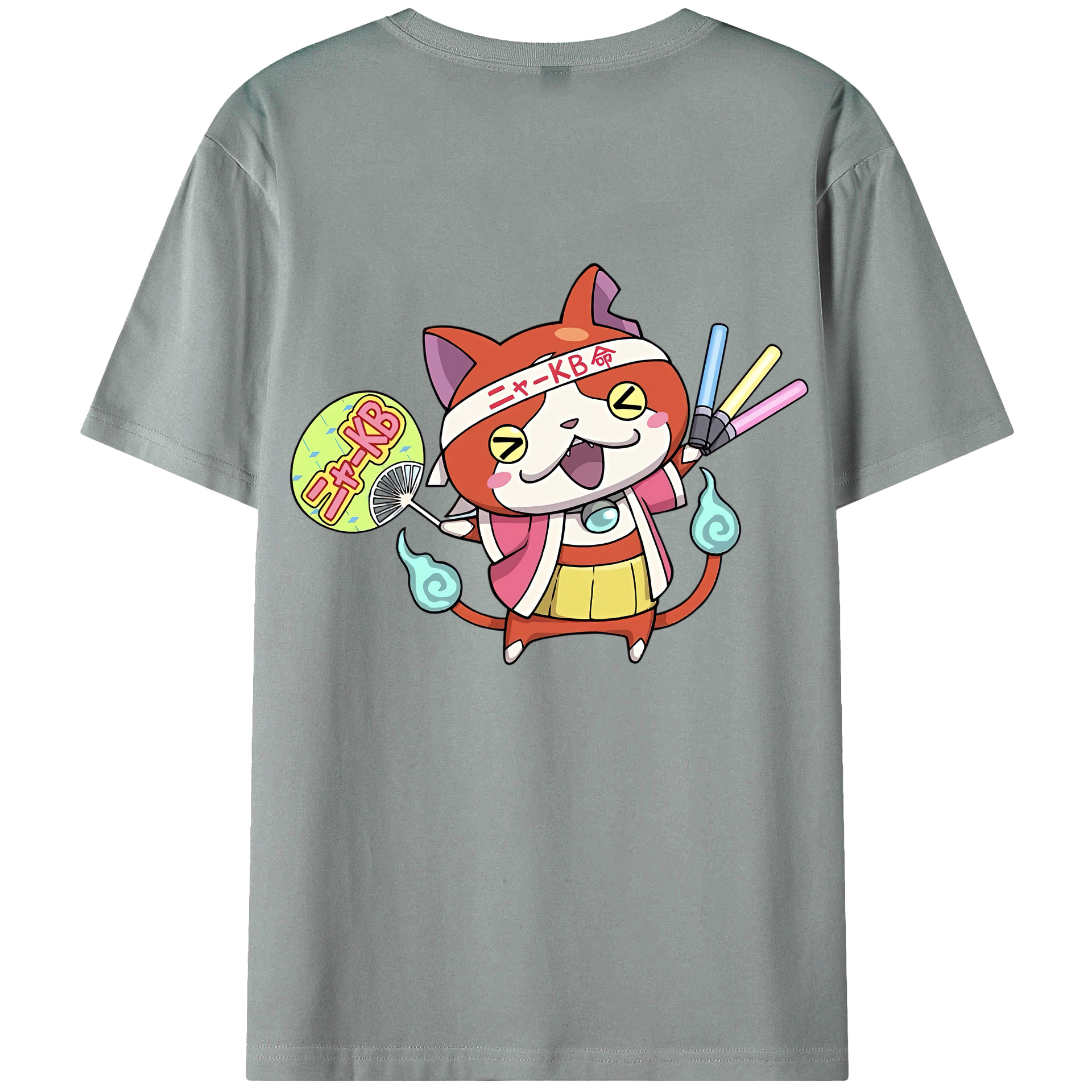 （画像用） 妖怪ウォッチ Yo-kai Watch 綿100％ メンズ半袖Tシャツ（バックプリント） 通気性